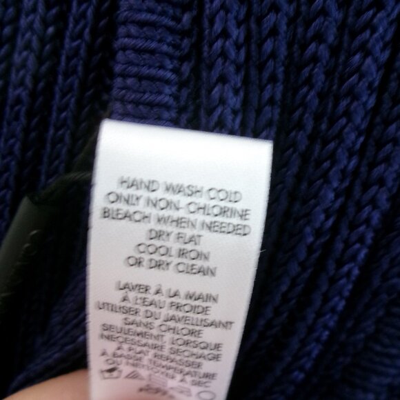 New Calvin Klein Navy Blue Open Front Cardigan Sweater L / M  3/4 Sleeves NWT - Picture 11 of 11